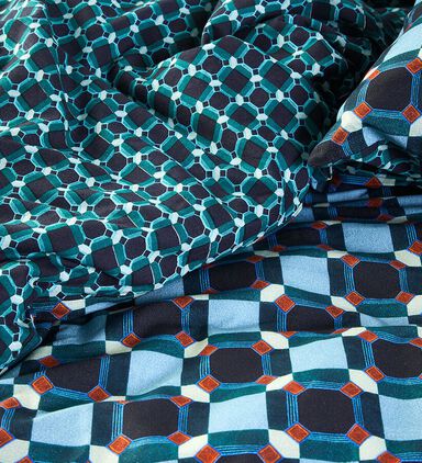 Essenza Teades Cotton Satin Duvet Cover, Blue, 200x220-cm, Packshot View