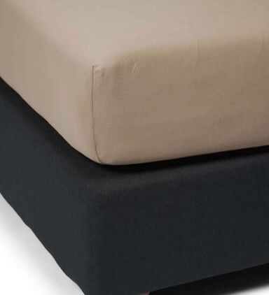 Home Deco and More Cotton Satin Bed Fitted Sheet, Taupe, 160x200-cm, Packshot View