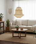 Light and Living Benira Cotton Pendant Lamp, Brown, 60x60x40-cm, Packshot View