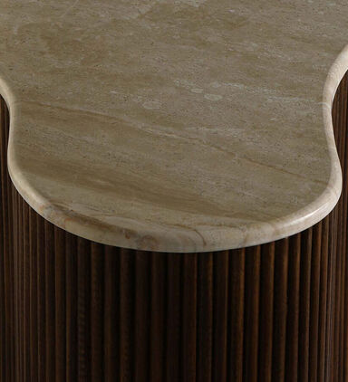 Home Deco and More Mari Travertine Top Coffee Table, Brown, 83x72x34-cm, Packshot View