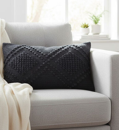 Deko and Co Bouche Cotton Cushion, Dark-purple, 30x50-cm, Packshot View