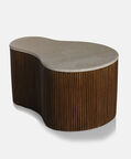 Home Deco and More Mari Travertine Top Coffee Table, Brown, 83x72x34-cm, Packshot View