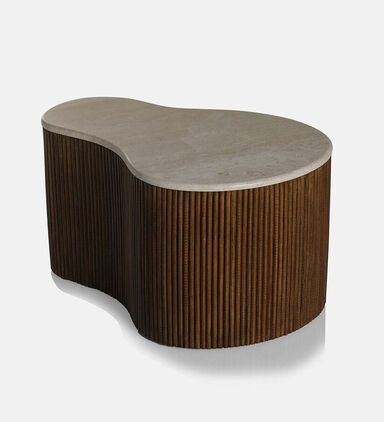 Home Deco and More Mari Travertine Top Coffee Table, Brown, 83x72x34-cm, Packshot View