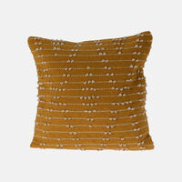Home and Styling Cotton Embroidered Square Filled And Vaccumed Cushion, Yellow, 45x45-cm, Packshot View