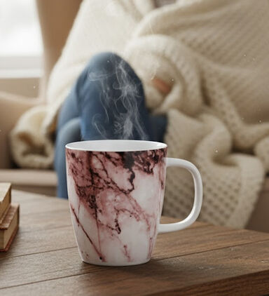 Salt and Pepper Masonry Porcelain Marble Mug, Packshot View