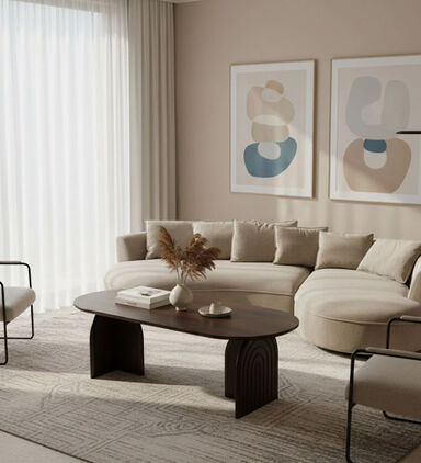 Home Deco and More Pillar Mango Wood Coffee Table, Packshot View