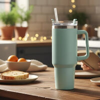 Home Deco and More Double-walled Vacuum Drinking Mug, Green, Packshot View