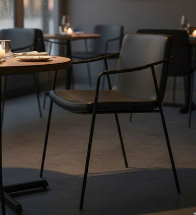 Dan Form Boto Leather Dining Armchair, Black, Packshot View