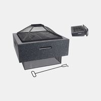 Home Deco and More Mgo Body Square Fire Bowl, Dark-grey, 52.5x52x18-cm, Packshot View