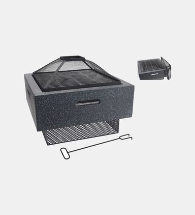 Home Deco and More Mgo Body Square Fire Bowl, Dark-grey, 52.5x52x18-cm, Packshot View