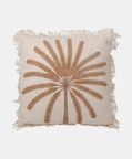 H and S Collection Cotton Tufted Flower Cushion, Brown, Packshot View