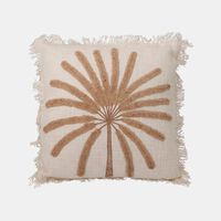 H and S Collection Cotton Tufted Flower Cushion, Brown, Packshot View