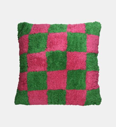 Kersten Checkered Square-shape Cotton Cushion, Packshot View