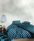 Essenza Teades Cotton Satin Duvet Cover, Blue, 200x220-cm, Packshot View