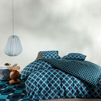 Essenza Teades Cotton Satin Duvet Cover, Blue, 200x220-cm, Packshot View