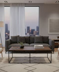 Home Deco and More Square Iron Legs Wooden Coffee Table, Packshot View