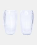 Double Wall Stripe Clear Glass Mug 2-piece Set - 350ml