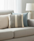 H and S Collection Mill-dyed Cotton Stripped Cushion, Packshot View