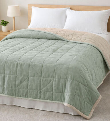 Home Deco and More Ory Velvet Bed Cover, Light-green, 180x220-cm, Packshot View