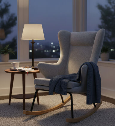 Home Deco and More Dolly Ash Wood Steel Rocking Chair, Grey, Packshot View