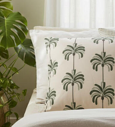 H and S Collection Palm Tree-inspired Print Cushion, Packshot View