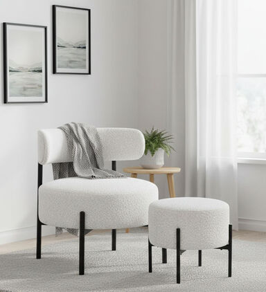 Home Deco and More Archie Foot Stool Lounge Chair Set, Packshot View