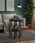 Home Deco and More Octa Wood Glass Top Side Table, Packshot View