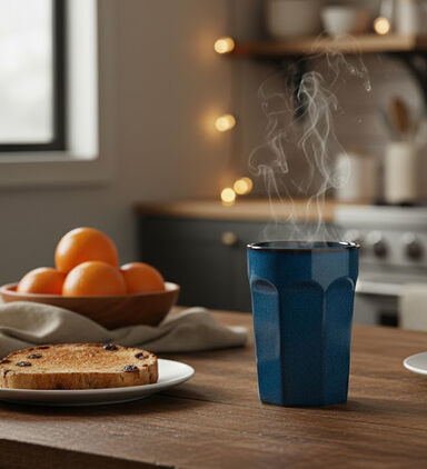 Home Deco and More Earthy-toned Long Mug, Cyan, Packshot View