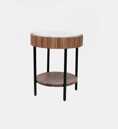 Home Deco and More Acacia Wood Ribbed Side Table, Packshot View