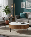 Home Deco and More Acacia Wood Ribbed Coffee Table, Packshot View