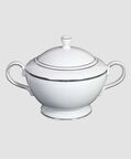 Silver-rimmed Porcelain Soup Tureen