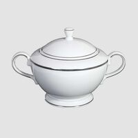 Silver-rimmed Porcelain Soup Tureen