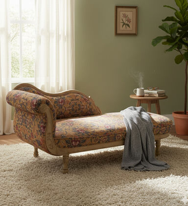 Home Deco and More Antoinette Chenille Digital Printed Chaise, Packshot View
