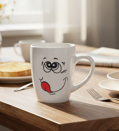 Home Deco and More Stoneware Wink Smiling Face Mug, Packshot View