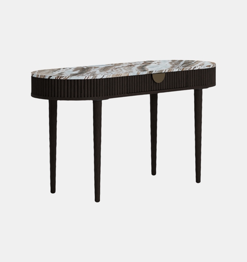 Oval Marble Top Wood Base Desk