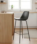 Home Deco and More Synthetic Leather Mappo Bar Chair, Dark-grey, 44x47x104-cm, Packshot View