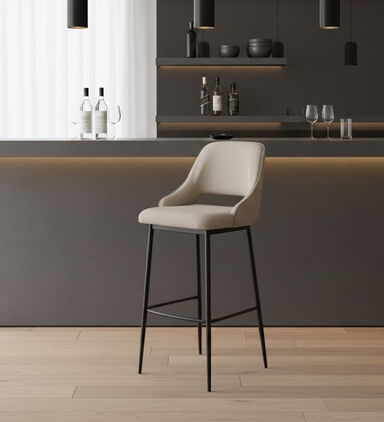 Home Deco and More Koni Iron Tube Bar Chair, Beige, Packshot View