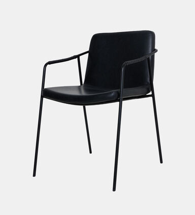 Dan Form Boto Leather Dining Armchair, Black, Packshot View