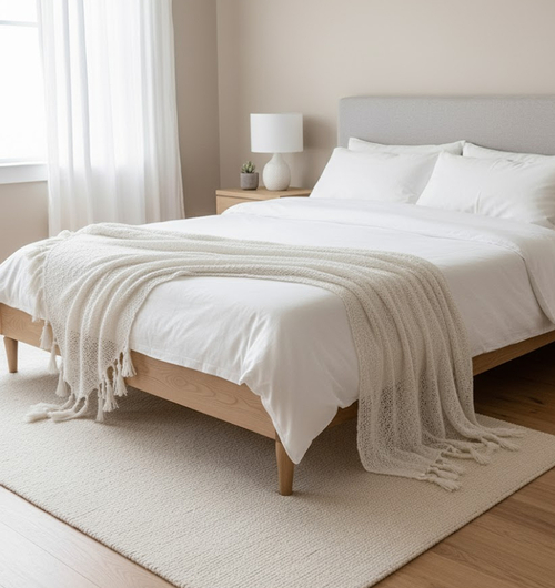 Fafa Plain Side-fringes Throw