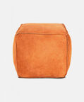 Home Deco and More Cuby Suede Leather Square Pouf, Terracotta, Packshot View