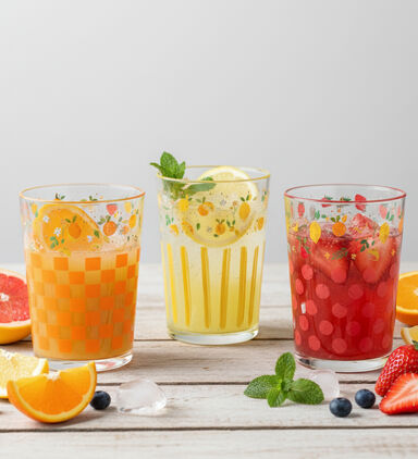 Home Deco and More Lemon-print Drinking Glass, Packshot View