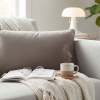 Deko and Co Vince Velvet Rectangle Cushion, Anthracite, 40x60-cm, Packshot View