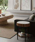 Home Deco and More Acacia Wood Ribbed Side Table, Packshot View