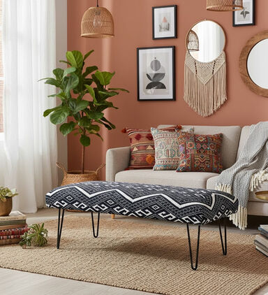 Home Deco and More Handloom Iron Legs Bench, Packshot View