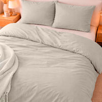 Home Deco and More Double Polycotton Country Meadow Front Duvet Cover 4-piece Set, Ivory, 200x200-cm, Packshot View