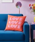 H and S Collection Triple Love Design Cushion, Packshot View