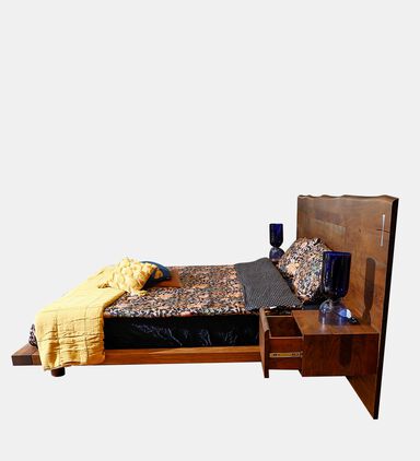 Home Deco and More Ethnic Acacia Wood King Bed, Packshot View